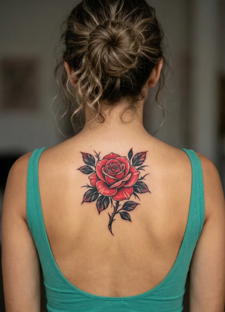 Rose Back Flower Tattoo