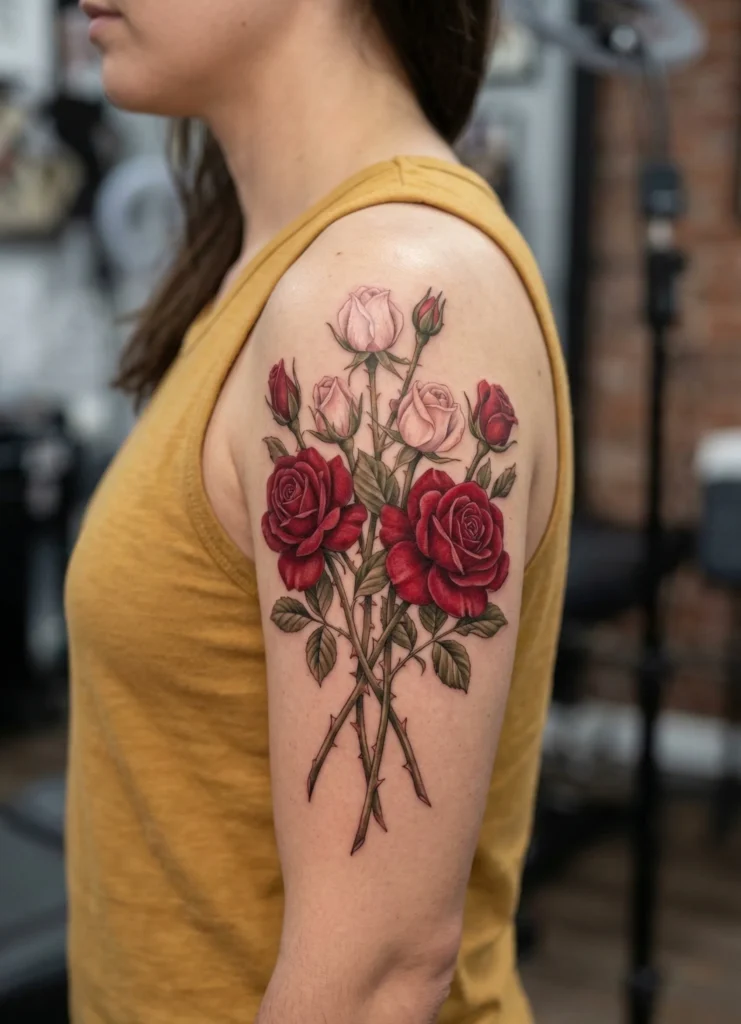 Rose Flower Bouquet Tattoo