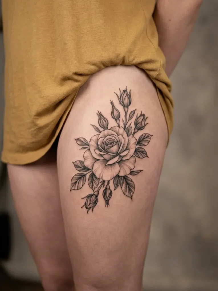 Rose Flower Cluster with Buds