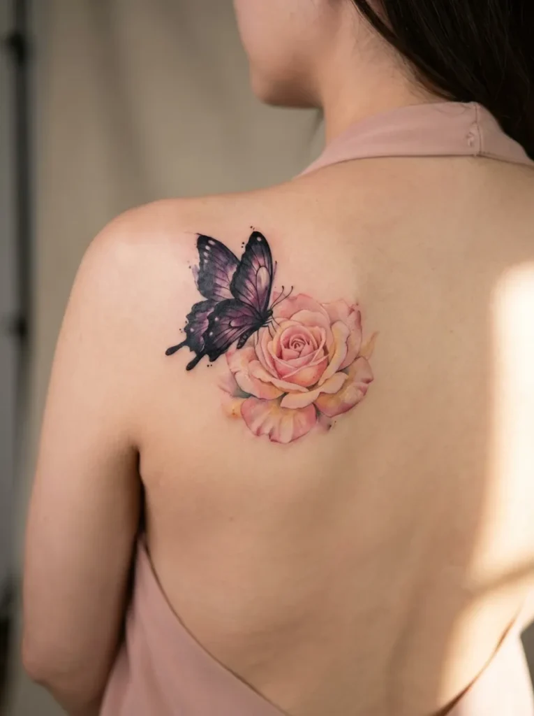 Rose Flower and Butterfly