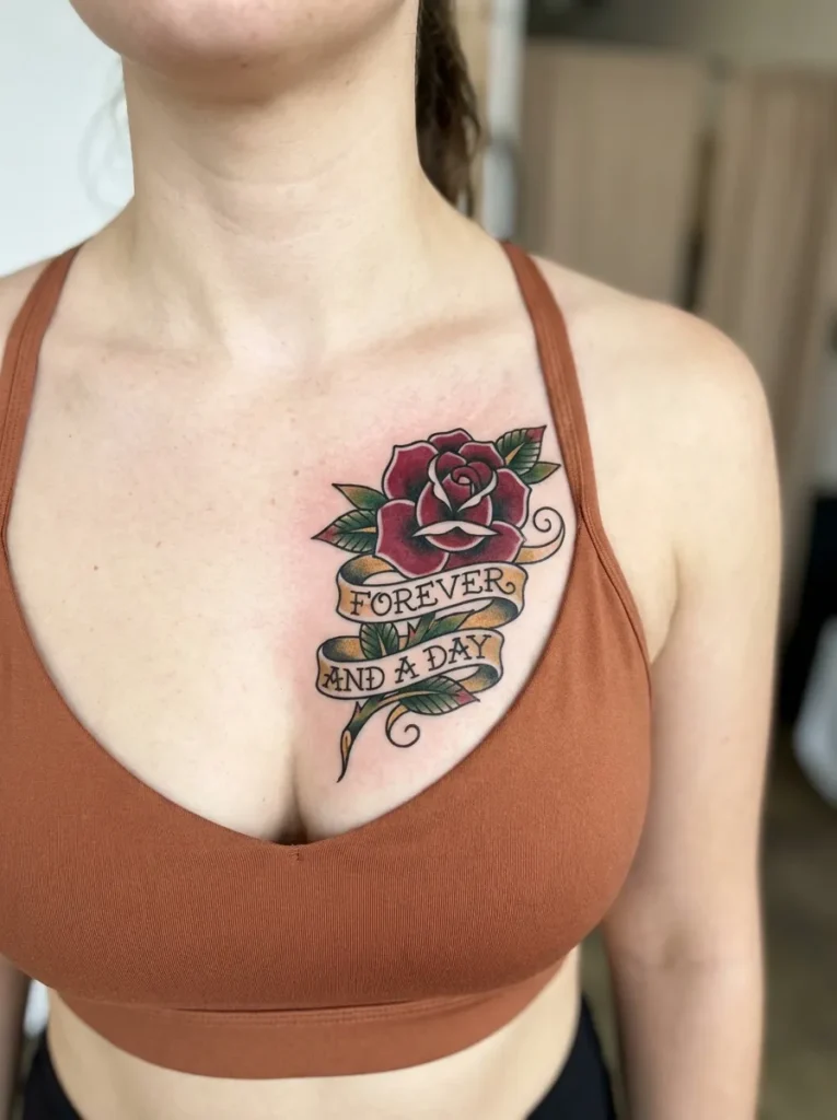 Rose Flower with Ribbon Banner