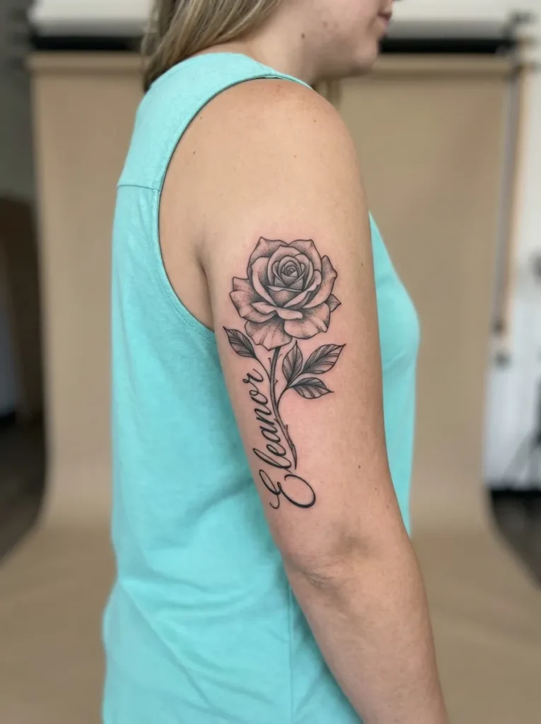 Rose Flower with Script Words