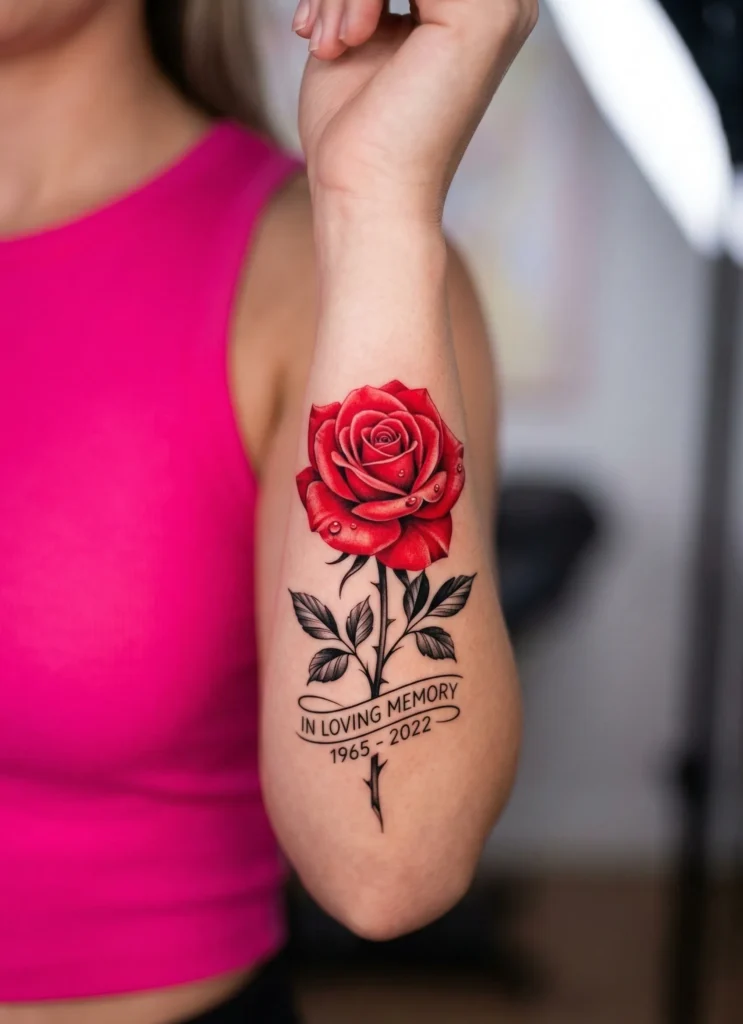 Rose Memorial Flower Tattoo