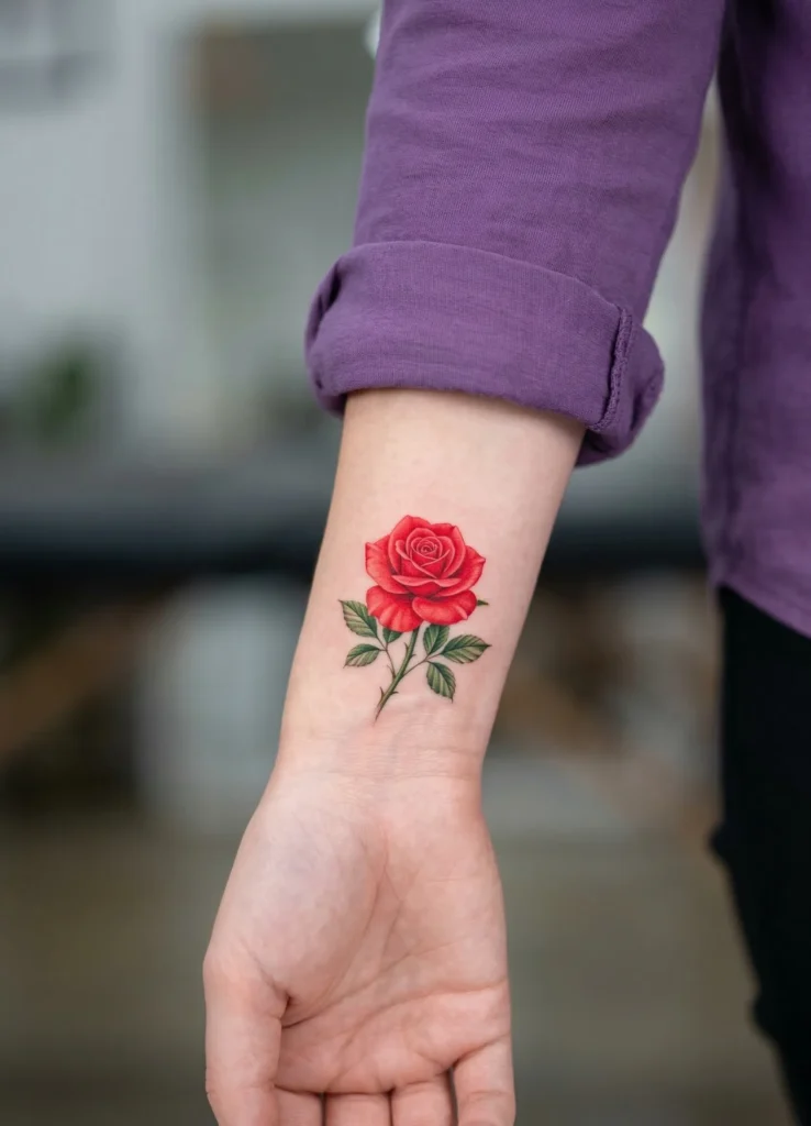 Rose Wrist Flower Tattoo