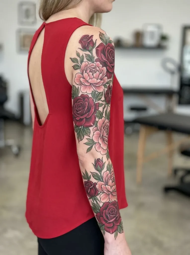Roses and Peonies Full Sleeve
