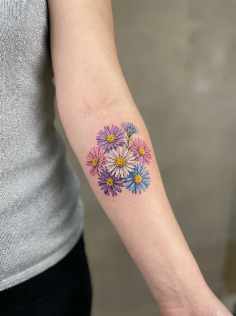 September – Aster Flower Tattoo