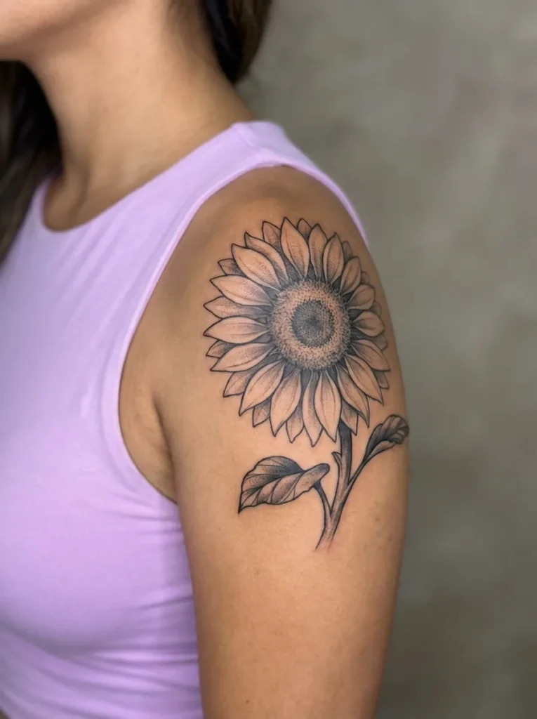 Shoulder Sunflower Tattoo