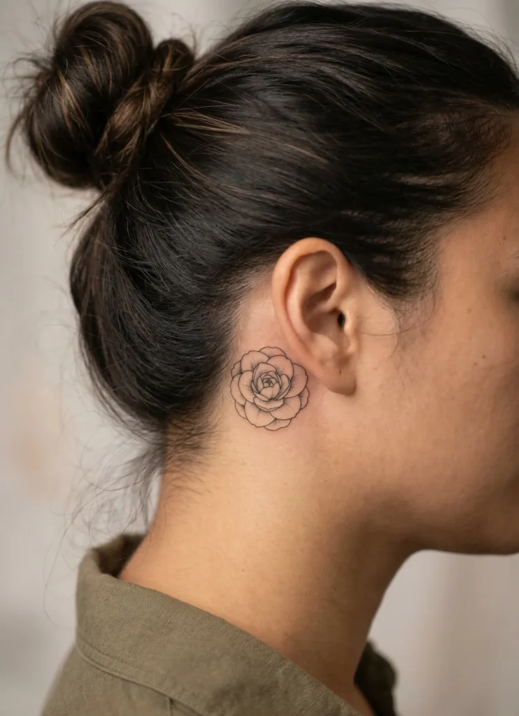 Simple Camellia Flower Tattoo