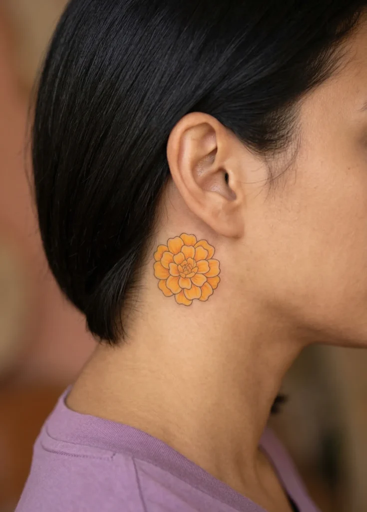 Simple Marigold Flower Tattoo