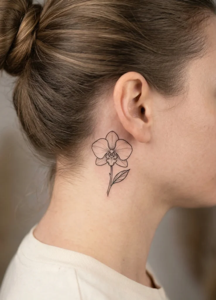 Simple Orchid Flower Tattoo