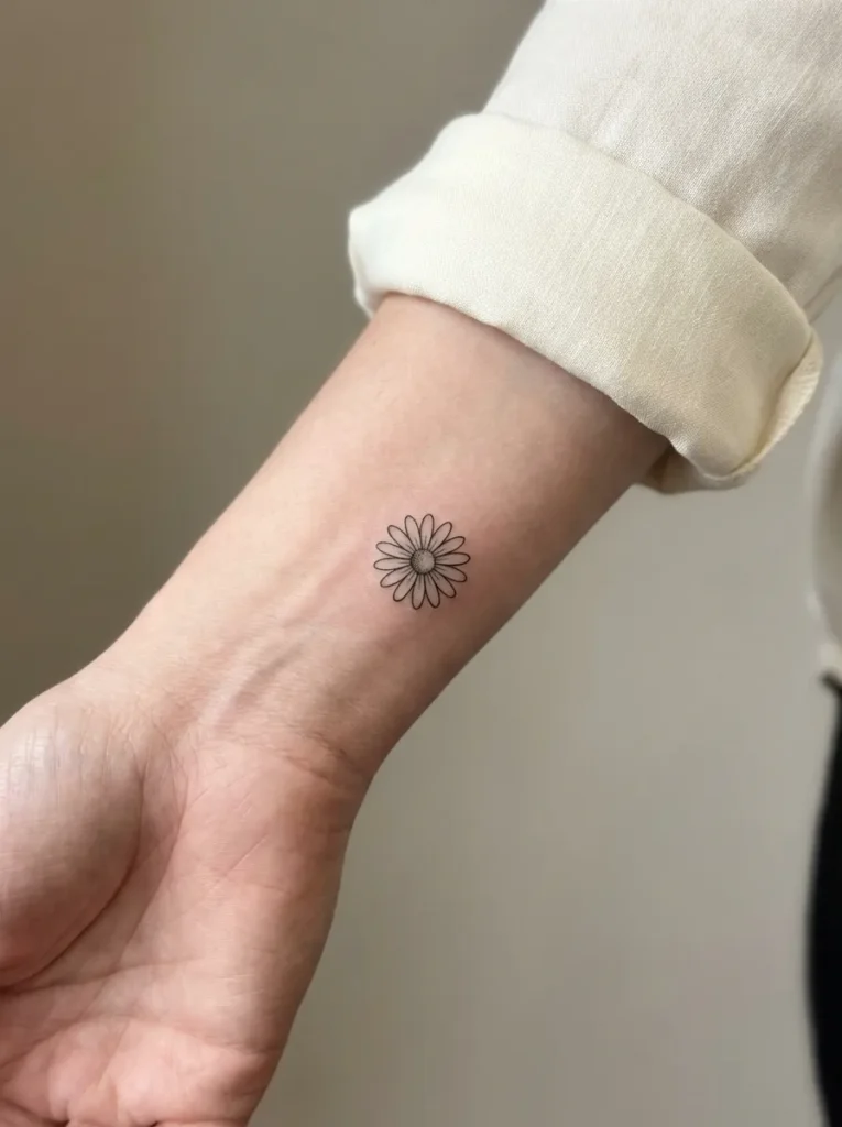 Small Daisy Flower Wrist Tattoo