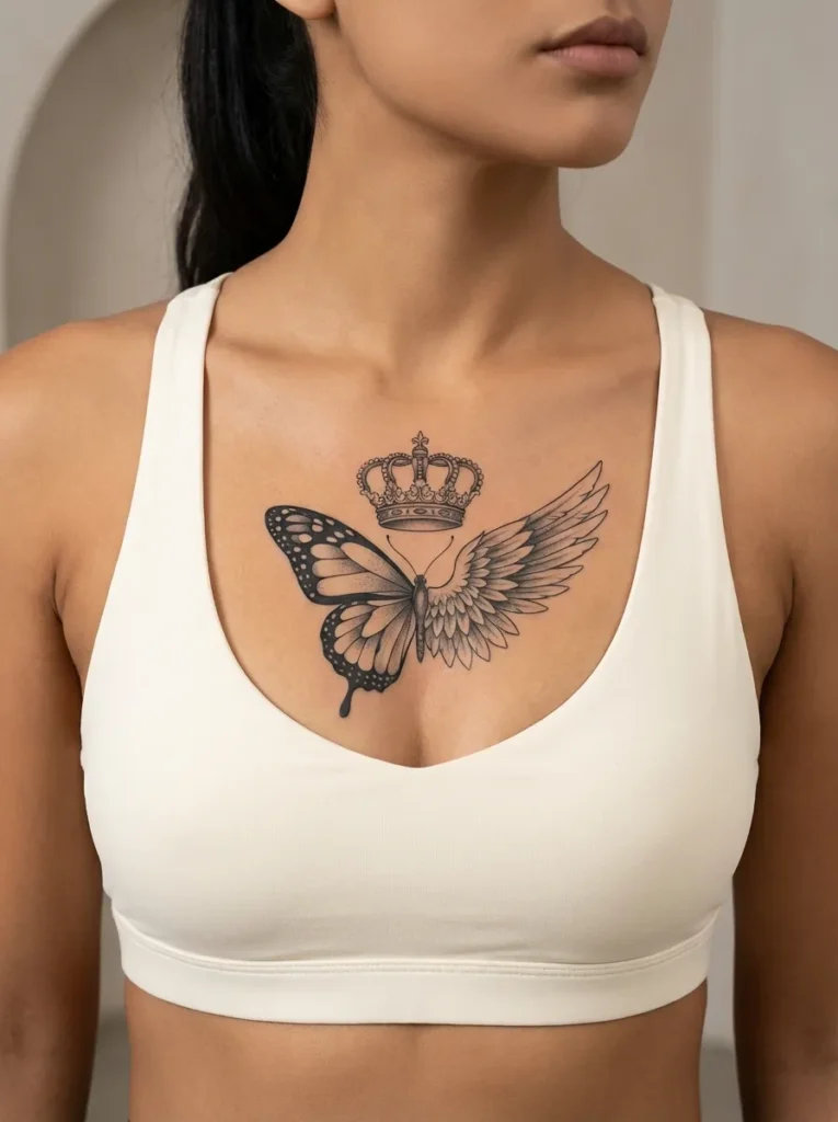 Split Wing Design with Crown Above for Spiritual Power