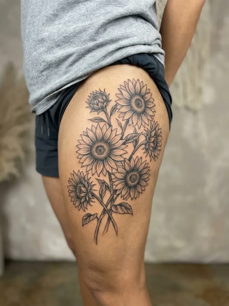 Sunflower Bouquet Tattoo