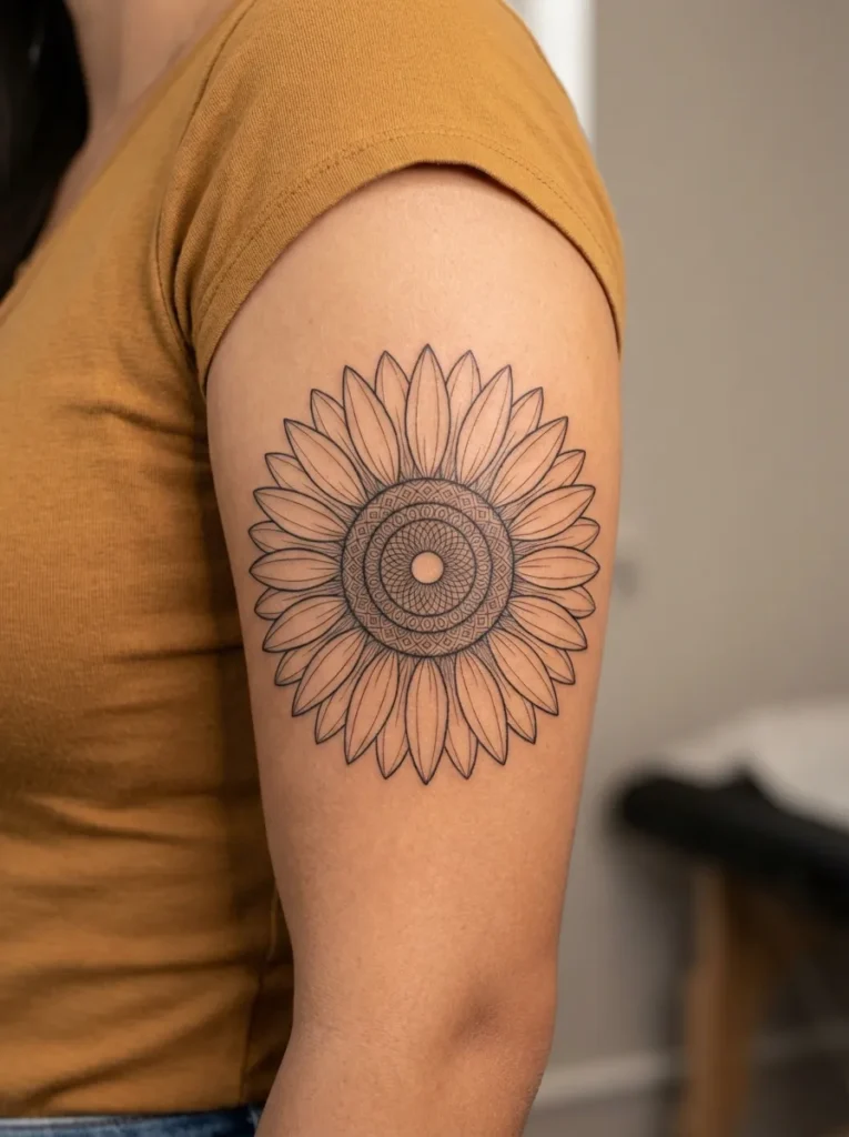 Sunflower Flower Fine Line Design