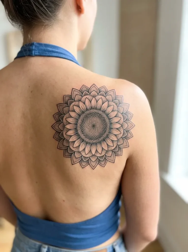 Sunflower Flower Mandala Tattoo