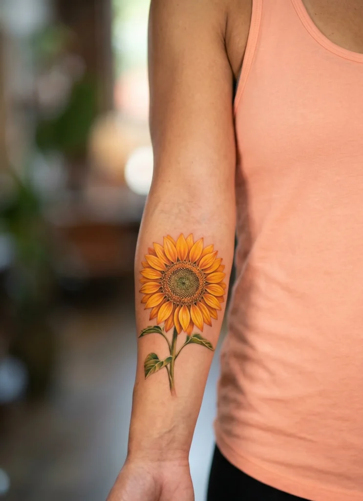 Sunflower Flower Tattoo with Bright Summer Petals