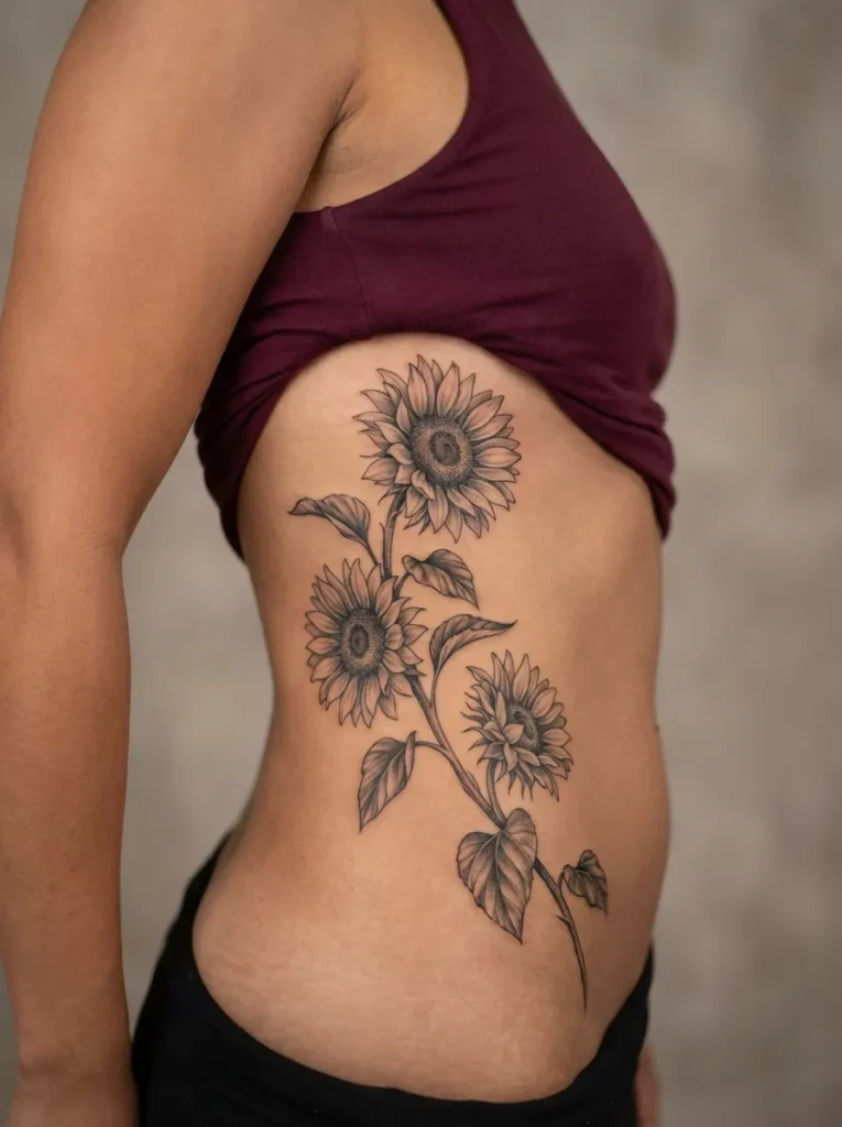 Sunflower Side Body Tattoo