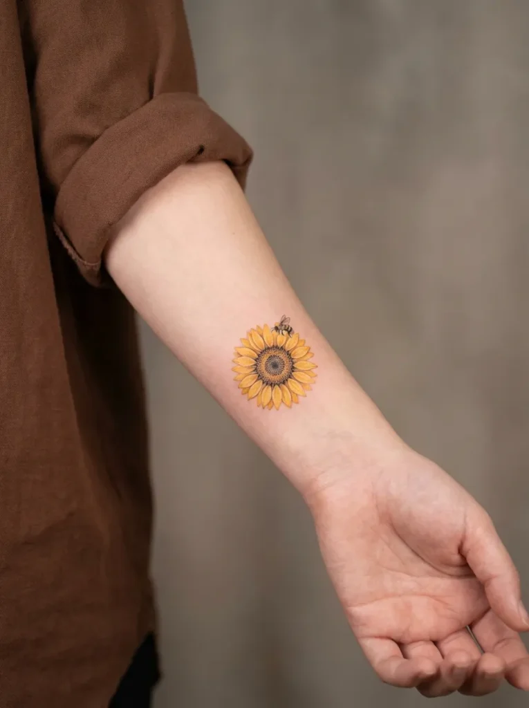 Sunflower Wrist Flower Tattoo