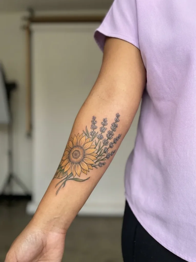 Sunflower and Lavender Forearm Cluster