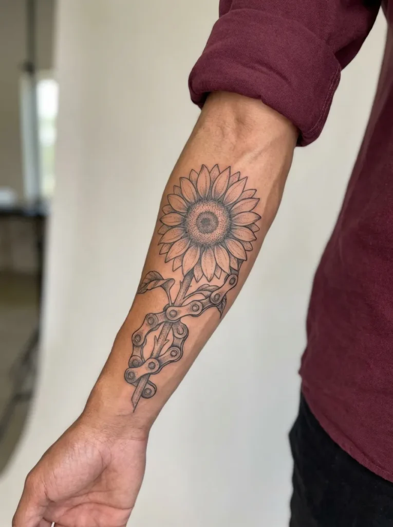 Sunflower with Chain Links