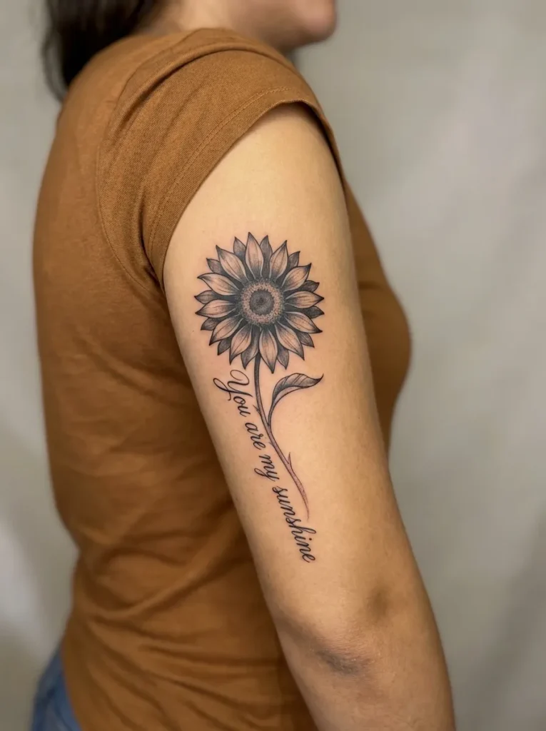 Sunflower with Script Words