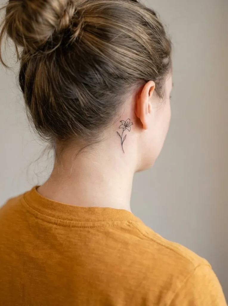 Tiny Lily Flower Behind the Ear