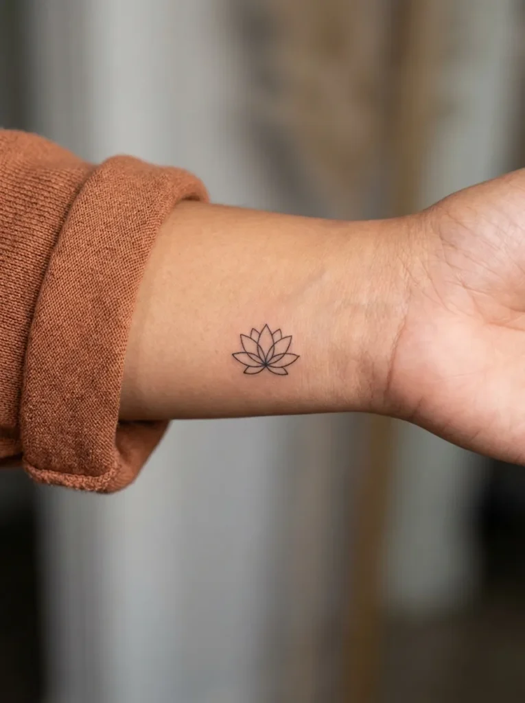 Tiny Lotus Flower Tattoo