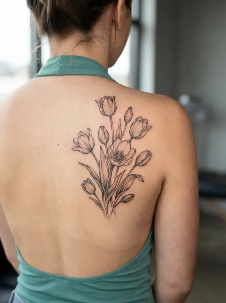 Tulip Flower Cluster with Buds