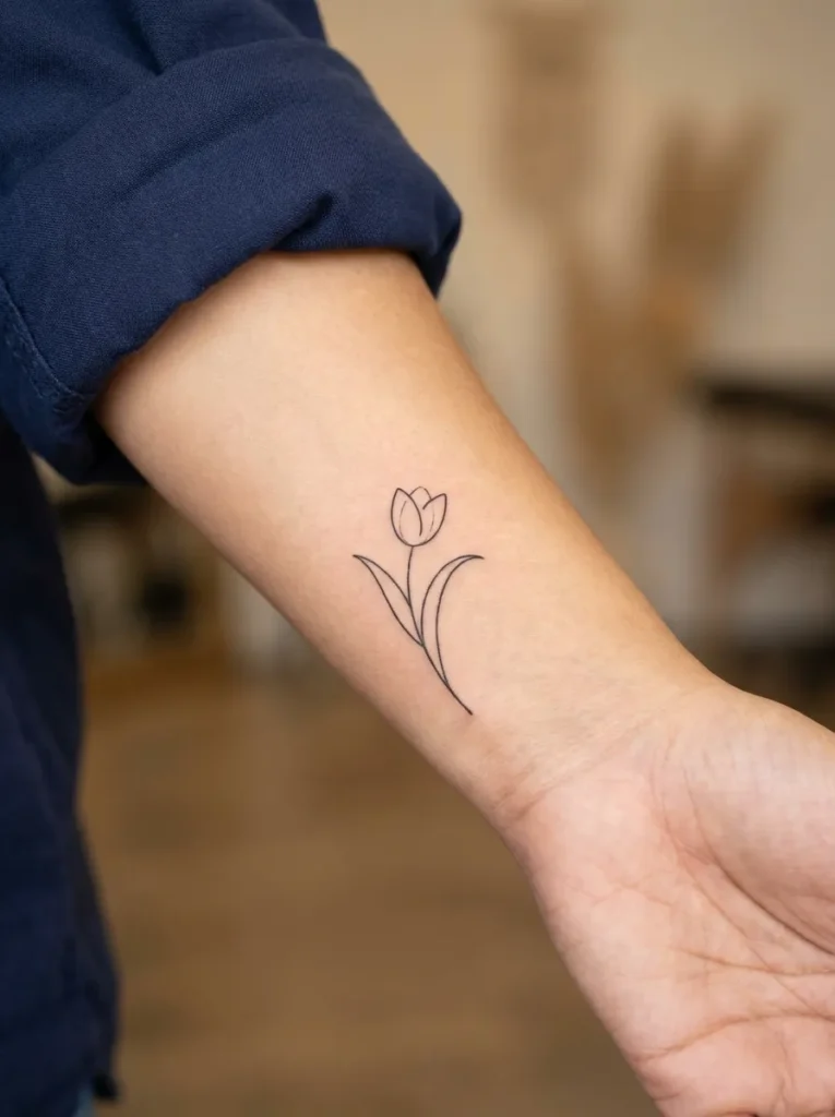 Tulip Flower Minimal Linework