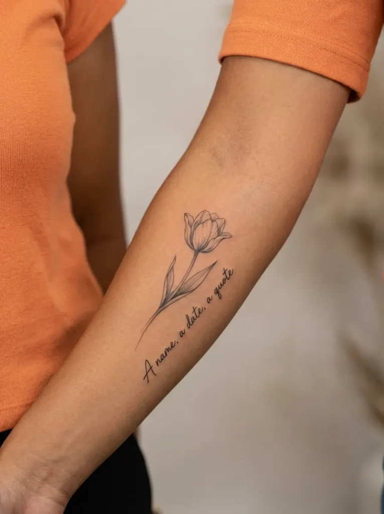 Tulip Flower with Script Words
