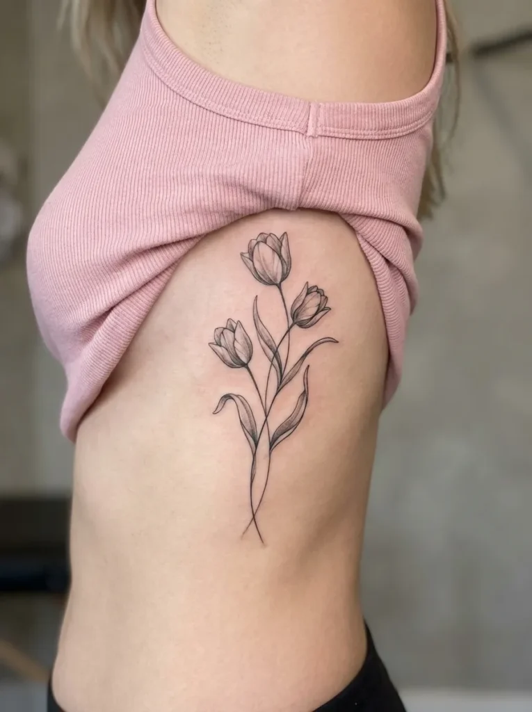 Tulip Rib Flower Tattoo