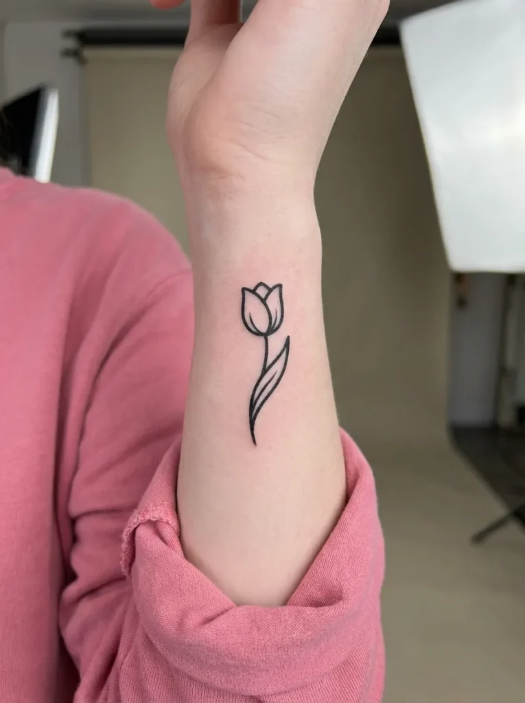 Tulip Wrist Flower Tattoo