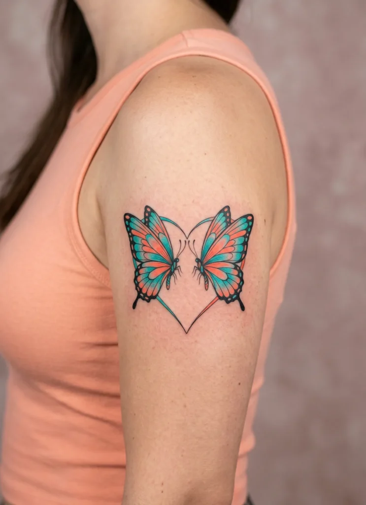 Two Butterflies Forming a Heart