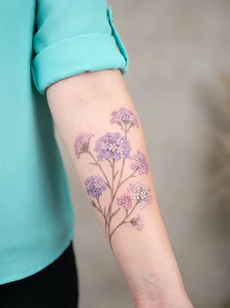 Verbena Flower Tattoo with Light Summer Floral Flow