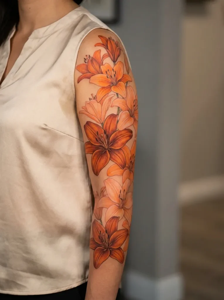 Vibrant Orange Lily Flower Sleeve