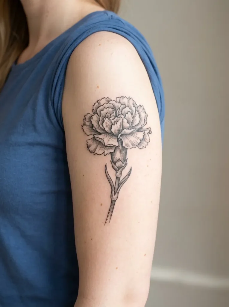 Vintage Carnation Flower Tattoo