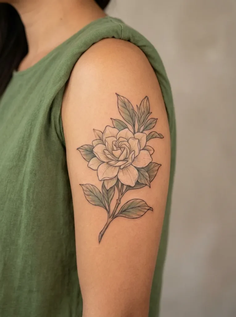 Vintage Gardenia Flower Tattoo