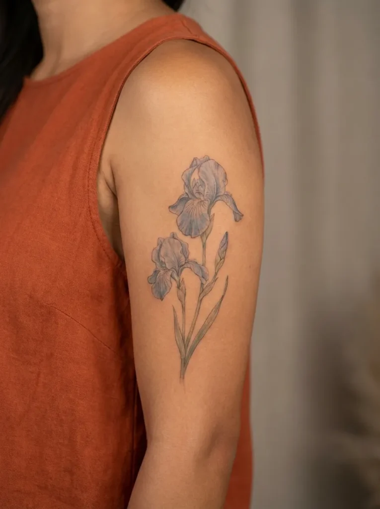 Vintage Iris Flower Tattoo