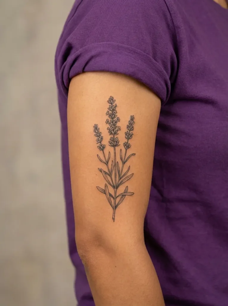 Vintage Lavender Flower Tattoo