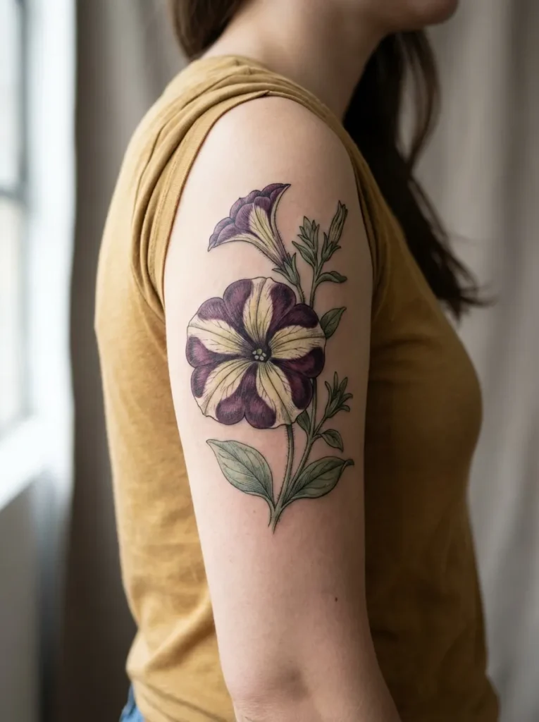 Vintage Petunia Flower Tattoo