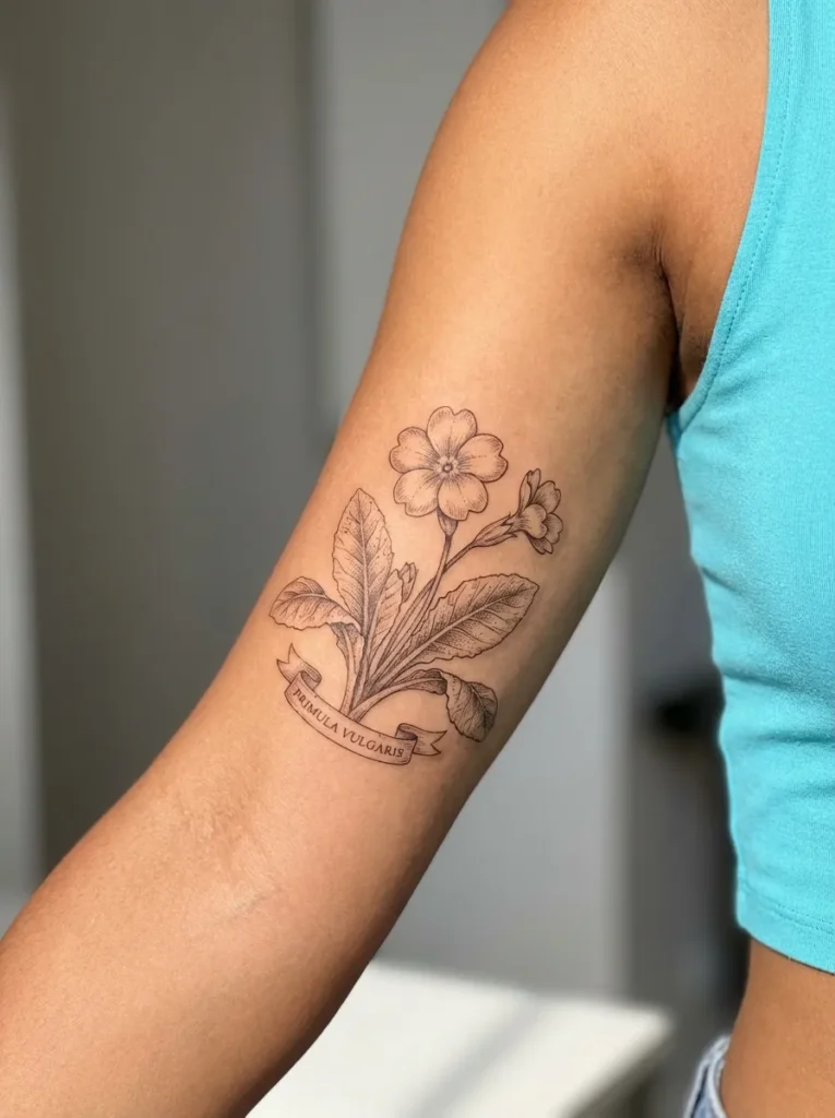 Vintage Primrose Flower Tattoo