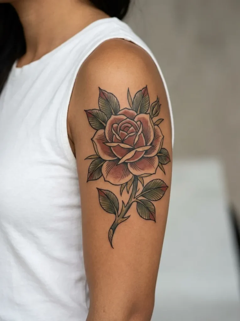 Vintage Rose Flower Tattoo