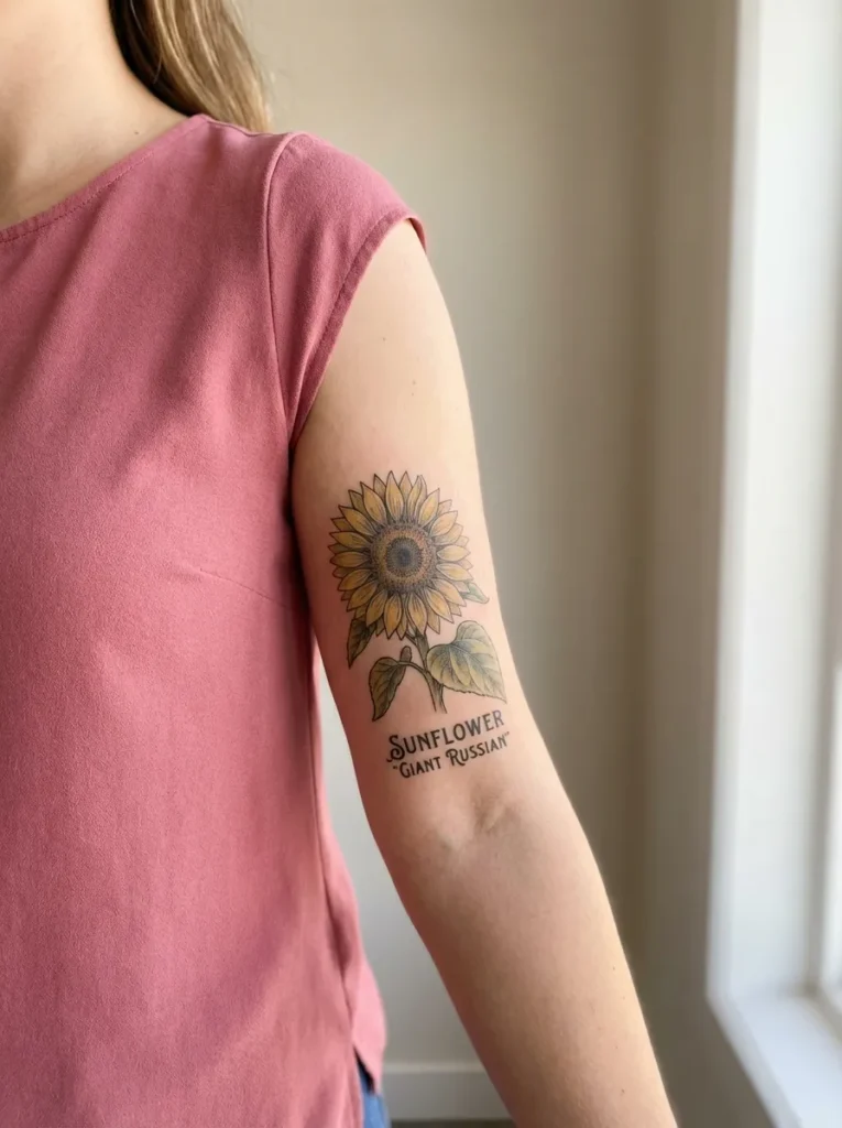 Vintage Sunflower Flower Tattoo