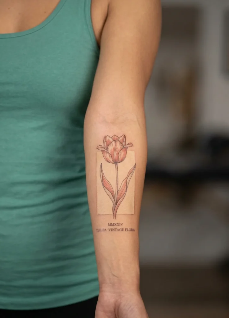 Vintage Tulip Flower Tattoo
