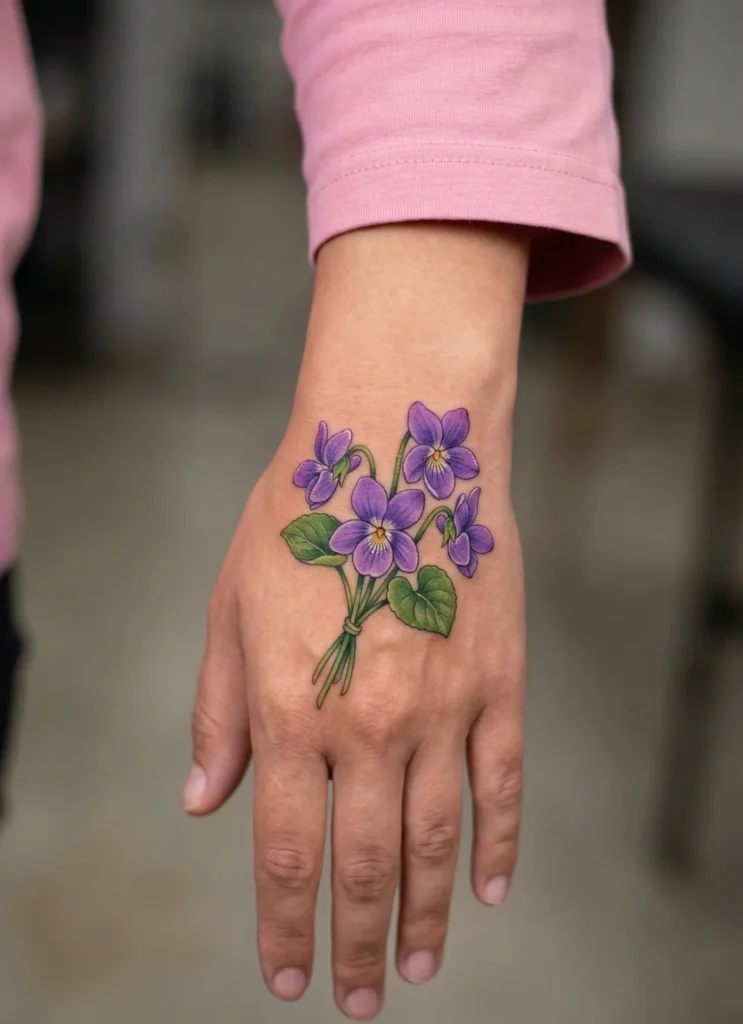 Violet Hand Tattoo