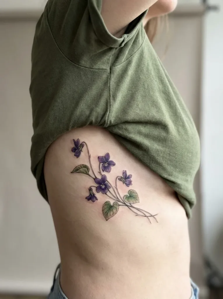 Violet Rib Flower Tattoo