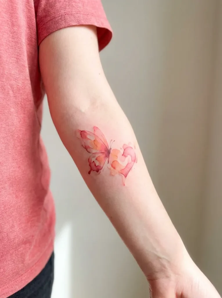 Watercolor Butterfly with Gradient Heart