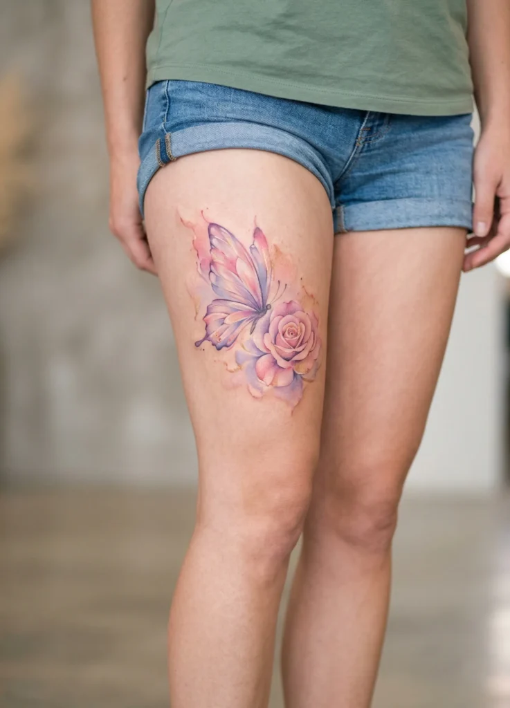 Watercolor Butterfly with Soft Rose Blend