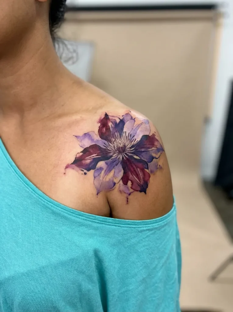 Watercolor Clematis Flower Splash