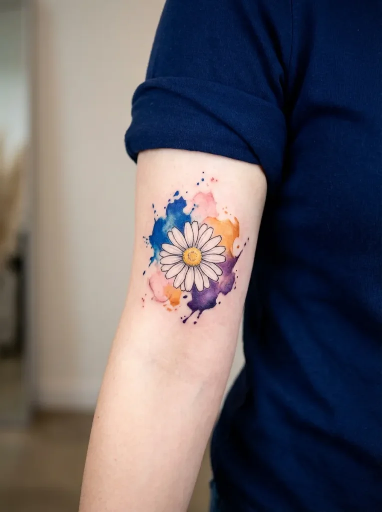 Watercolor Daisy Flower Splash